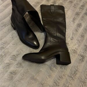 Zara Black Heeled Leather Boots